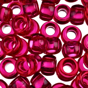 KOP26 Koraliki oponki 9mm kandi pony bead wiśniowe transparentne 20szt