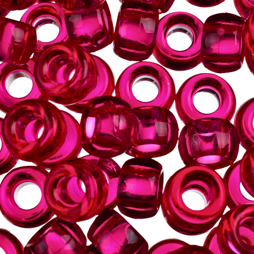 Koraliki oponki 9mm warkoczyki pony bead wiśniowe transparentne