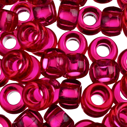 Koraliki oponki 9mm warkoczyki pony bead wiśniowe transparentne