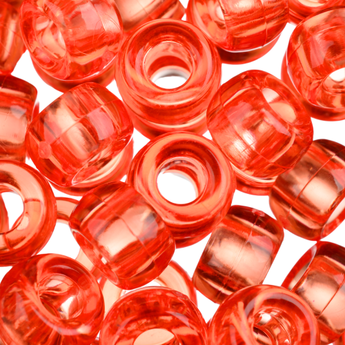 Koraliki oponki 9mm warkoczyki pony bead pomarańczowe transparentne