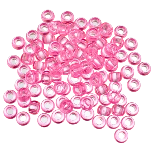 KOP28 Koraliki oponki 9mm kandi pony bead różowe transparentne 20szt