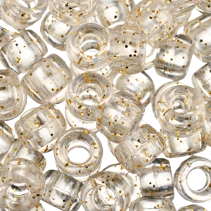 KOP29 Koraliki oponki 9mm kandi pony bead transparentne brokat 20szt