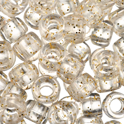 Koraliki oponki 9mm warkoczyki pony bead transparentne brokat 20szt