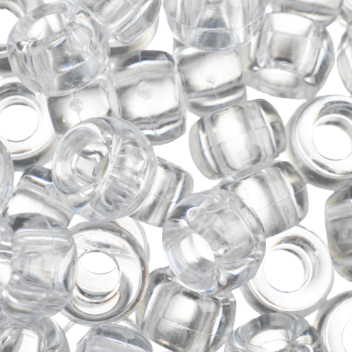 Koraliki oponki 9mm warkoczyki pony bead przezroczyste