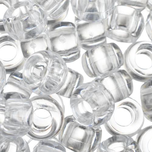 Koraliki oponki 9mm warkoczyki pony bead przezroczyste