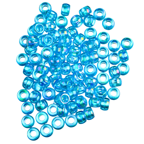 Koraliki oponki 9mm warkoczyki pony bead niebieskie opalizujące