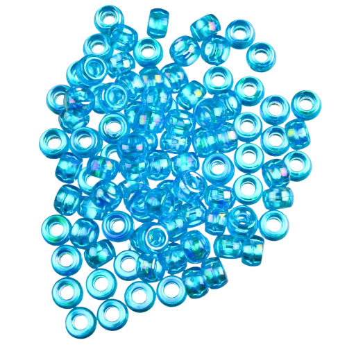 Koraliki oponki 9mm warkoczyki pony bead niebieskie opalizujące