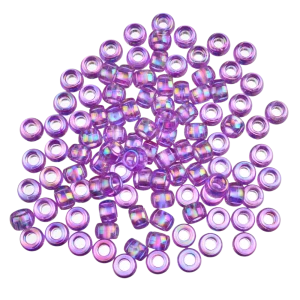 KOP35 Koraliki oponki 9mm kandi pony bead  fioletowe opalizujące 20szt