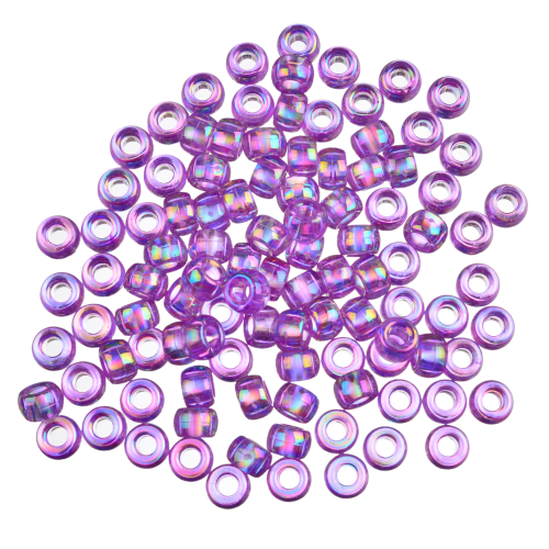 Koraliki oponki 9mm warkoczyki pony bead fioletowe opalizujące