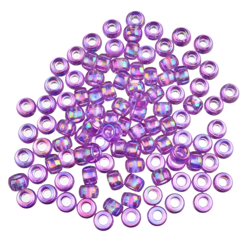 Koraliki oponki 9mm warkoczyki pony bead fioletowe opalizujące