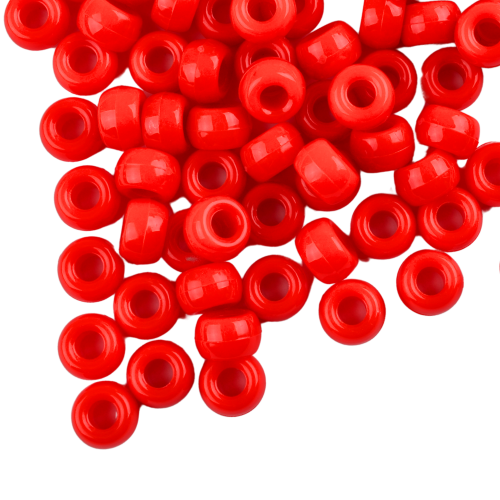 Koraliki oponki akryl 9mm warkoczyki pony bead czerwone
