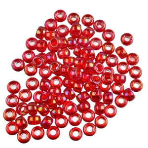 KOP36 Koraliki oponki 9mm kandi pony bead  czerwone opalizujące 20szt