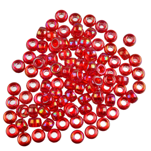 Koraliki oponki 9mm warkoczyki pony bead czerwone opalizujące