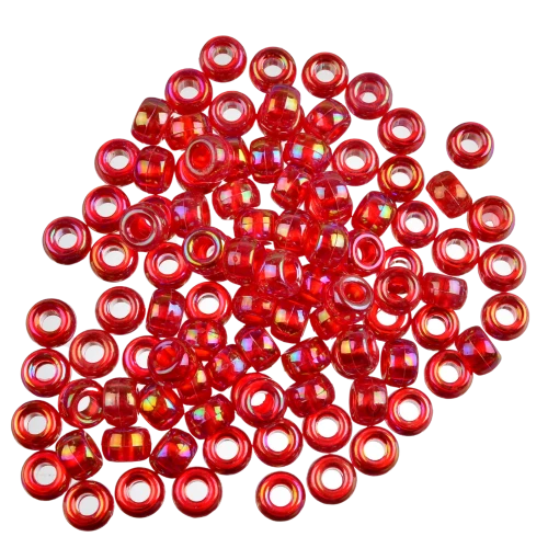 Koraliki oponki 9mm warkoczyki pony bead czerwone opalizujące