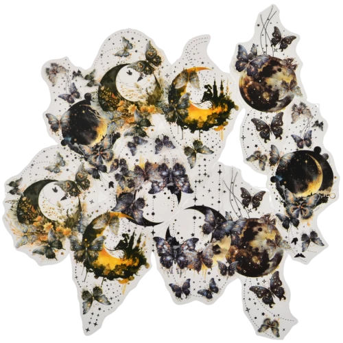 Naklejki STICKER przezroczyste duże MOTYL motyle księżyc czarne