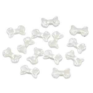 PER6 Koraliki akrylowe perłowe KOKARDKI kokardka 15mm kremowe coquette 10szt