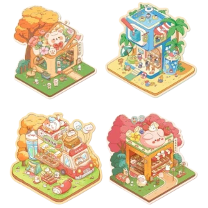 S3D58 Naklejki 3D DIY z TIKTOK Relaks MINI ŚWIAT zestaw RESTAURACJE lato 4kpl.