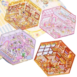 S3D59 Naklejki 3D DIY z TIKTOK Relaks MINI ŚWIAT zestaw PONY & KAPIBARA 4kpl. 