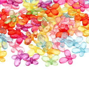 KAM7 Koraliki akrylowe MOTYLE MOTYLKI 17mm MIX kolorowe przezroczyste 10szt 