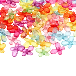KAM7 Koraliki akrylowe MOTYLE MOTYLKI 17mm MIX kolorowe przezroczyste 10szt 