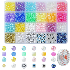 KLZ46 Wielki zestaw koralików rainbow EVIL EYE emotka do bransoletek 955szt