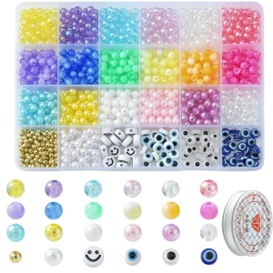 KLZ46 Wielki zestaw koralików rainbow EVIL EYE emotka do bransoletek 955szt