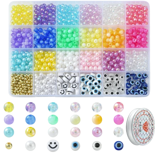 Wielki zestaw koralików rainbow EVIL EYE emotka do bransoletek