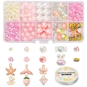 KLZ47 Zestaw koralików CUTE KAWAII MINI perełki zawieszki pastelowy 240szt