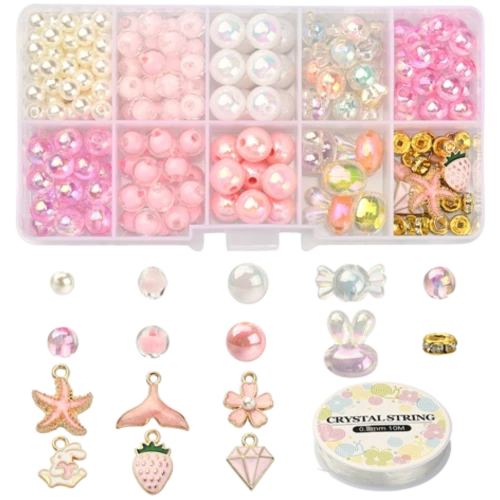 Zestaw koralików CUTE KAWAII MINI perełki zawieszki pastelowy
