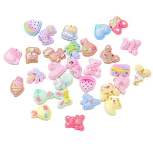 KAB7  Kaboszon akrylowy uroczy CUTE KAWAII 10szt miks kształtów