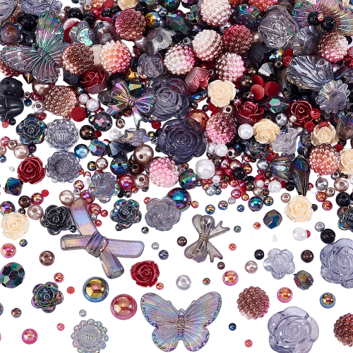 Wielki zestaw BLACK &amp; red koraliki akrylowe MIKS 470szt