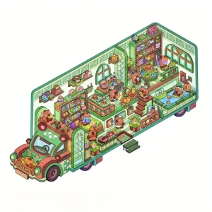 S3D60 Naklejki 3D DIY z Tiktoka CUTE Kamper Samochód Kapibara 