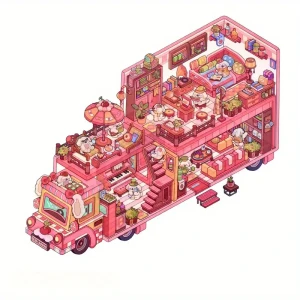 S3D62 Naklejki 3D DIY z Tiktoka CUTE Kamper Samochód PIESKI PIES