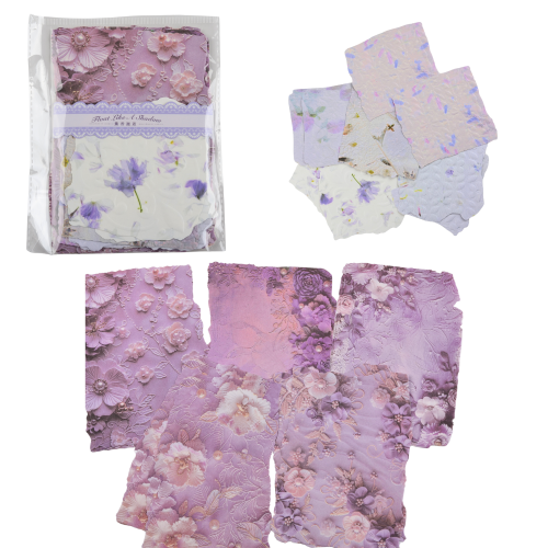 zestaw 20 papierów do scrapbookingu tłoczone FIOLETOWY mix