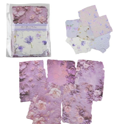 zestaw 20 papierów do scrapbookingu tłoczone FIOLETOWY mix