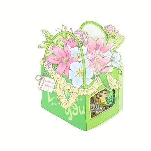 S3D68 Naklejki 3D DIY z Tiktoka SKŁADANE KARTKA LAURKA Flower shop 