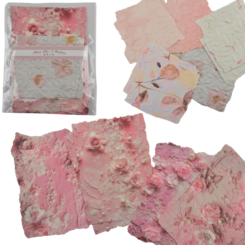 zestaw 20 papierów do scrapbookingu tłoczone RÓŻOWY
