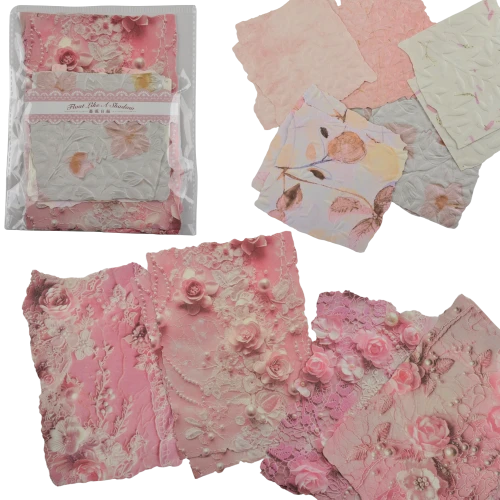 zestaw 20 papierów do scrapbookingu tłoczone RÓŻOWY