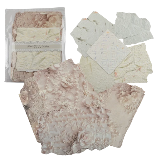 zestaw 20 papierów do scrapbookingu tłoczone BEŻOWY ECRU