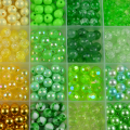 Duży zestaw koralików koraliki ZIELONY ŻÓŁTY do biżuterii 600szt