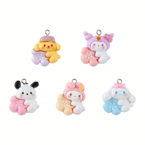 ZAW20 Zawieszka akrylowa KUROMI HELLO KITTY 5szt zawieszki do bransoletek 