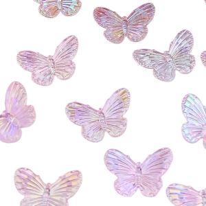 KOK40 Koraliki zawieszka MOTYL MOTYLKI różowe OPALIZUJĄCE 3cm 5szt