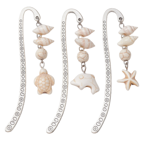 Zestaw 3 zakładki do książki metalowe morskie muszle muszelki