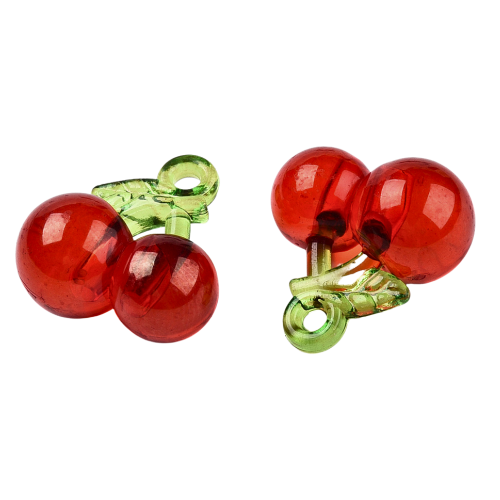 Zawieszki duża akrylowa wiśnia wisienka do bransoletek 2szt owoc