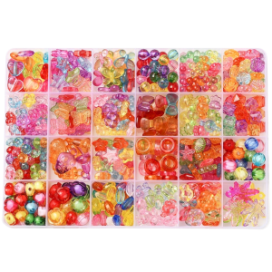 KLZ49 Duży zestaw MIKS koraliki akrylowe przezroczyste do biżuterii 476szt