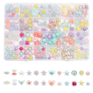 KLZ50 MEGA zestaw MIKS koraliki akrylowe pastelowe 2w1 kawaii 190szt