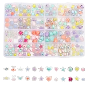 KLZ50 MEGA zestaw MIKS koraliki akrylowe pastelowe 2w1 kawaii 190szt