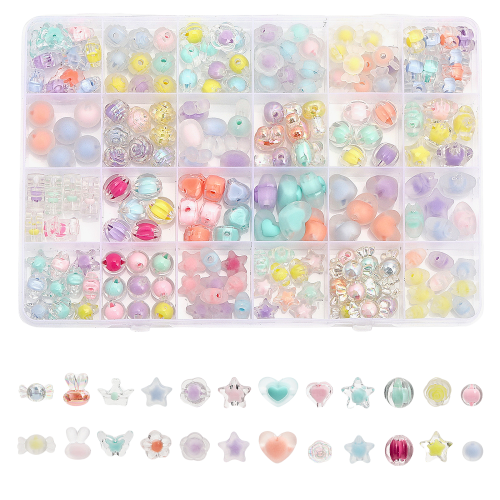 MEGA zestaw MIKS koraliki akrylowe pastelowe 2w1 kawaii