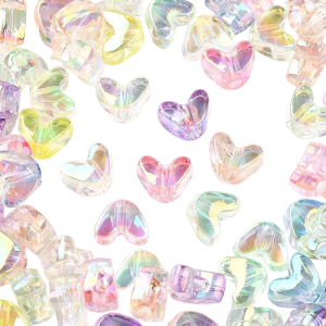 KOK42 Koraliki akrylowe SERCE SERDUSZKO opalizujące 20szt