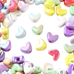 KOK43 Koraliki akrylowe pastelowe SERCE SERDUSZKO opalizujące 20szt